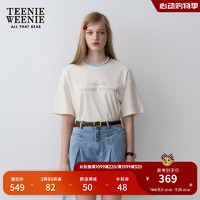 Teenie Weenie小熊2024年夏季新款拼色双层领口休闲T恤宽松时尚女