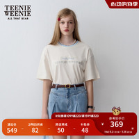 Teenie Weenie小熊2024年夏季拼色双层领口休闲T恤宽松时尚女 乳白色 175/XL