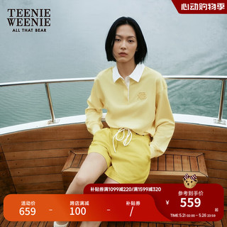 Teenie Weenie【明星同款】小熊2024年夏季高腰运动短裤休闲裤 黄色 170/L