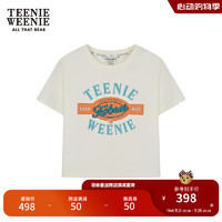 Teenie Weenie【防晒凉感】小熊2024夏装短袖T恤小个子上衣女 乳白色 1