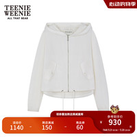 Teenie Weenie小熊女装2024新款轻薄网眼连帽外套运动休闲短款上衣 象牙白 1