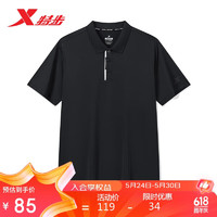 XTEP 特步 运动短袖男POLO衫夏季休闲876229020174 正黑色 M