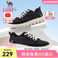 CAMEL 骆驼 休闲鞋2024春季免系厚底帆布鞋免系男鞋 G14S076111 黑色 44