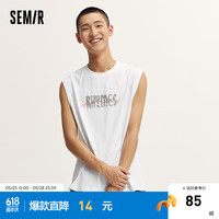 森马(Semir)背心男2024夏季时尚潮流撞色印花针织无袖上衣 漂白10007 175/92A/L