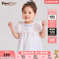 PawinPaw卡通小熊童装24年春夏季女宝短袖荷叶边衬衫 Ivory象牙色/39 100