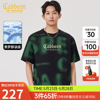 卡宾（CABBEEN）【凉感】字母满印短袖T恤男2024夏季新款冰丝潮牌索罗娜圆领 01