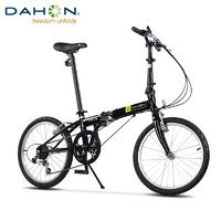 PLUS会员：DAHON 大行 折叠自行车20英寸6速入门级D6折叠车成人学生通勤休闲单车KBC061 黑色