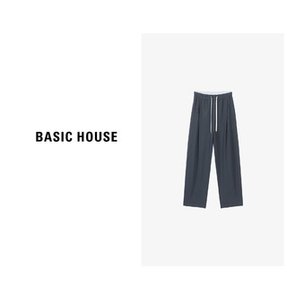 Basic House/百家好春季高腰时尚宽松垂感直筒长裤-B0624B5M702 灰色 XL130-145斤