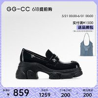 GG-CC 星系岛屿2024年新款乐福鞋厚底增高单鞋女G24U4835 黑色-钻饰款（漆皮） 36