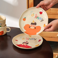 KAWASIMAYA 川岛屋 一家三口四口亲子餐具可爱儿童饭碗筷盘子杯子碗具碗碟套装