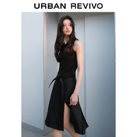 URBAN REVIVO 女士设计感解构前开衩A字半裙 UWG540040 正黑 XXS