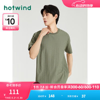 热风（Hotwind）短袖t恤男2024年夏季男士都市提花休闲亲肤柔软舒适透气短T 07绿色 S