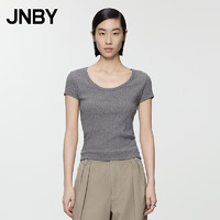 JNBY24夏T恤棉质修身U领H型5X6110020 081/杂铅灰 S