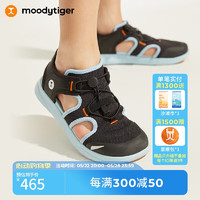 moodytiger儿童凉鞋24年夏季男女童包头防滑透气户外运动鞋 炭黑色 30码