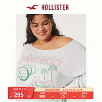 HOLLISTER24秋新款美式图案宽松露肩长袖运动衫卫衣女 KI352-4125