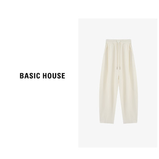 Basic House/百家好高腰时尚女士休闲风感波粒长裤-B0624B5A032 黑色 XL120-130斤