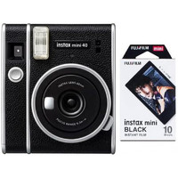FUJIFILM 富士 Instax Mini 40 即时胶片相机,带黑色框架胶片(10 次曝光)套装(2拍立得 默认