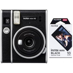 FUJIFILM 富士 Instax Mini 40 即时胶片相机,带黑色框架胶片(10 次曝光)套装(2拍立得 默认
