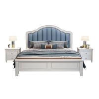 丽巢 美式轻奢实木床1.8米现代简约主卧双人床白色公主床储物婚床