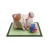 龙虎 日本直邮龙虎和纸制作可爱造型睡觉猫咪小狗玩偶办公室摆件创意礼