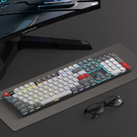 MageGee 轻语 矮轴机械键盘 办公轻音键盘 三模无线键盘 双系统适用 RGB透光键盘 电脑商务 太空灰茶轴