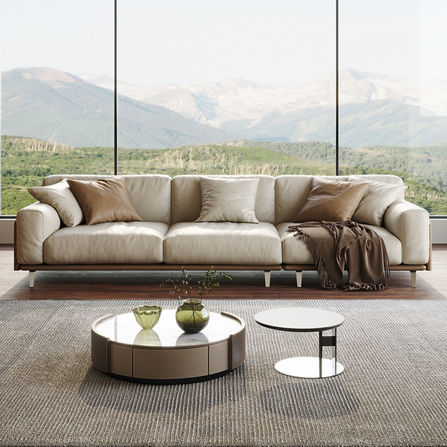 PAUL HEWITT PAULJOHN现代简约直排全真皮沙发别墅平层客厅意式轻奢羽绒皮沙发