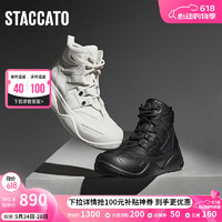 STACCATO 思加图 甜酷工装靴短靴厚底增高时装靴女靴D5221DD3 街头黑（绒里） 37