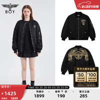 BOY LONDON【胜利勋章】潮牌秋冬男友风外套印花重工刺绣棉服 N29005 黑色 S