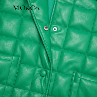 MO&Co.冬季蛋白皮廓形方格夹棉盐系轻熟风外套MBB4COT042 鲜绿色 XS/155