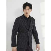 利郎休闲西服男外套提花肌理个性时尚款男士小西装上衣 黑绿(22QDX801SA) 175/88A