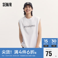 森马(Semir)背心男2024夏季简约运动风印花上衣oversize针织内搭109324102102 漂白10007 L
