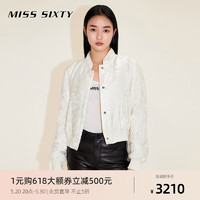 MISS SIXTY2024春季新年系列夹棉外套女复古国风提花钉珠 米白 S