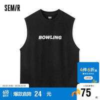 森马(Semir)背心男2024夏季简约运动风印花上衣oversize针织内搭109324102102