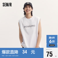 森马(Semir)背心男2024夏季简约运动风印花上衣oversize针织内搭109324102102 漂白10007 XS