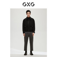 GXG 男装商场同款经典蓝色系列黑色短大衣22年冬季新品