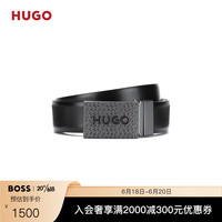 HUGO男士早秋针扣加牌扣双面意大利皮革礼盒皮带BOSS 004-黑色 EU:ONESI