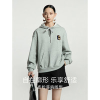 初语慵懒风加绒加厚连帽卫衣女套头宽松显瘦帽衫上衣 花灰色 XL