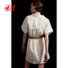 H&M HM女装连衣裙2024夏季新款优雅气质棉质宽松V领短袖衬衫裙1233426