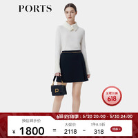 PORTS宝姿女装早秋百搭三醋酸装饰褶裥半裙SP9S003QWB019 黑色 10