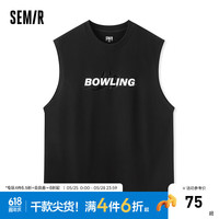 森马（Semir）背心男2024夏季时尚简约运动风印花上衣oversize针织内搭 黑色90001 175/92A/L