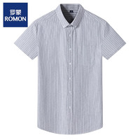 罗蒙（ROMON)纯棉衬衫男士牛津纺纯棉短袖衬衫商务休闲薄款纯色衬衣 灰色 2XL（170斤左右）