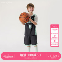 马克珍妮 marc & janie2024夏装男女童透气运动假两件短袖套装240622 湖水绿 120cm