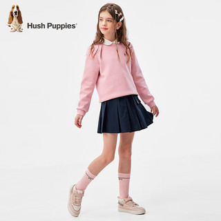 暇步士（Hush Puppies）童装儿童卫衣2024春秋季女童套头卫衣 豆沙粉 150cm