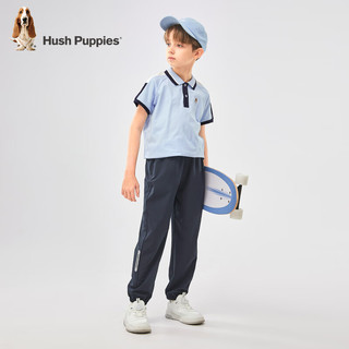 暇步士（Hush Puppies）童装儿童2024男童春夏速干梭织长裤 钻石黑 120cm