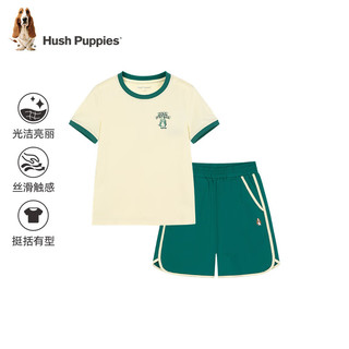 暇步士（Hush Puppies）童装男女童套装2024夏季儿童套装 乳黄色 140cm