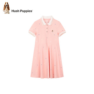 暇步士（Hush Puppies）童装女童裙子2024夏季儿童POLO连衣裙 粉艾尔 150cm