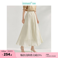 茵曼（INMAN）温柔流光半身裙2024夏季女装松紧腰宽松百搭遮胯显瘦裙子 浅杏色 L