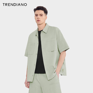 TRENDIANO宽松绣花外搭衬衫2024年夏季男士外搭衬衫设计感 浅绿 L