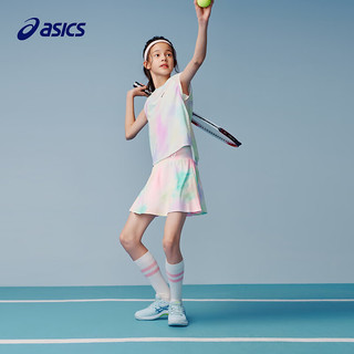 asics亚瑟士童装2024年夏运动舒适背心T恤女童吸湿速干排汗 2038粉蓝绿色 140cm