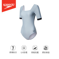 SPEEDO 速比涛 度假风温泉秋冬性感雾霾蓝方领连衣裙式连体泳衣女